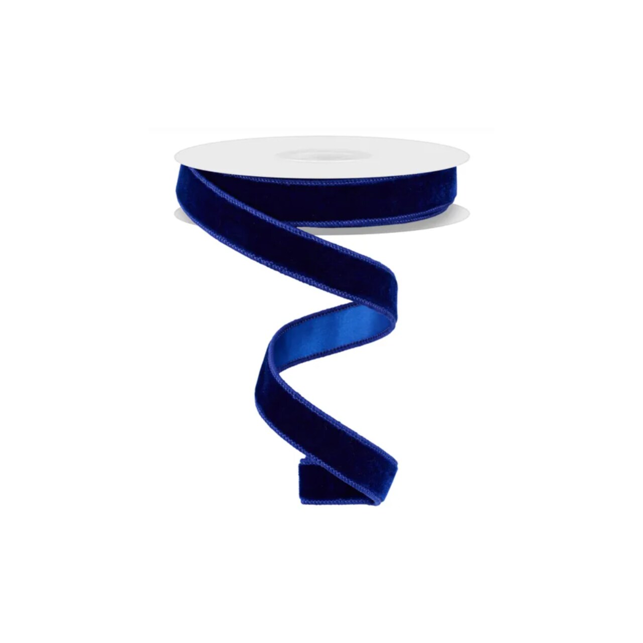 7/8"x10yd Royal Blue Velvet Wired Ribbon – Satin Backing & Wired Edge-RGE765825